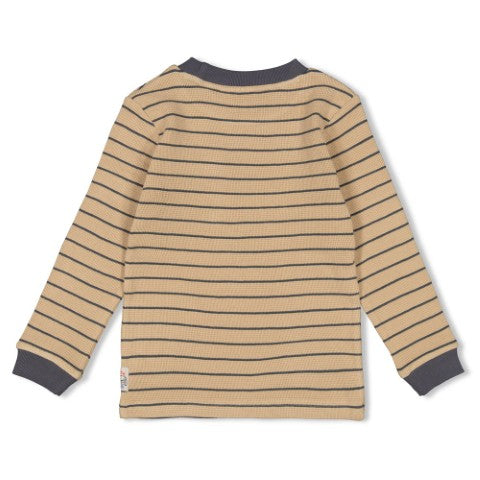 Sturdy w25 Longsleeve streep wafelstructuur - Couch Club Zand 71600609 W25S1
