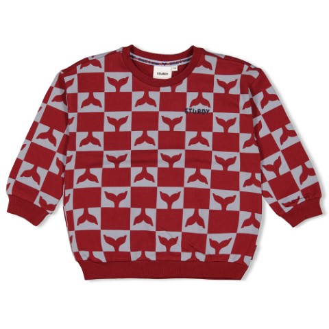 Sturdy w25 Sweater AOP - Waves and Whales Bordeaux 71600644 W25S3