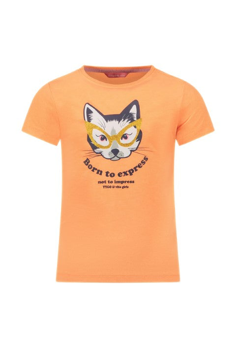 Tygo & vito S24 Girls Kids T-shirt chest print Neon Coral X402-5402 211