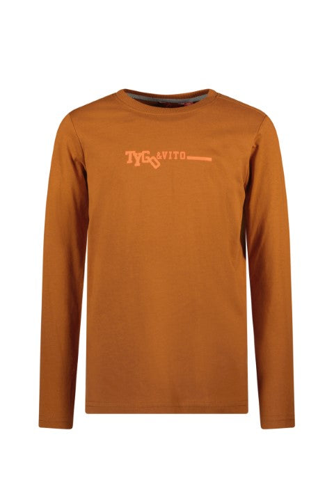 TYGO&vito w24 Longsleeve Mees Clay Brown X408-6410 420