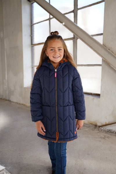 Bnosy w23 Girls reversible long jacket navy Y307-5218 151