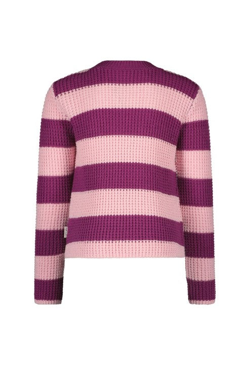 B.Nosy w24 Kendall B.Nosy girls knitted sweater stripe Electric purple Y408-5331 604