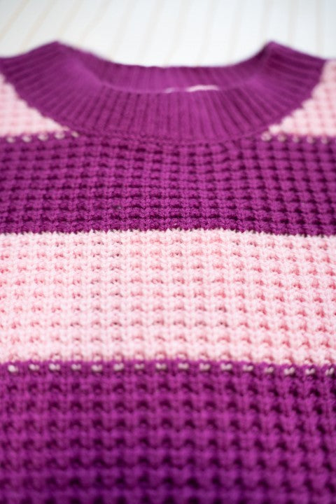 B.Nosy w24 Kendall B.Nosy girls knitted sweater stripe Electric purple Y408-5331 604