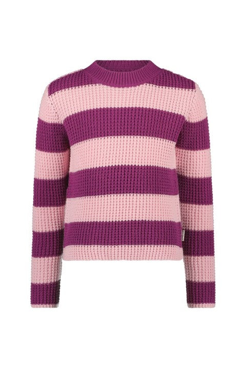 B.Nosy w24 Kendall B.Nosy girls knitted sweater stripe Electric purple Y408-5331 604