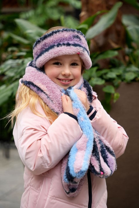 B.Nosy Winterjackets & Acc. w24 Anne B.Nosy girls fake fur scarf and hat Animal stripe jack Y408-5910 725