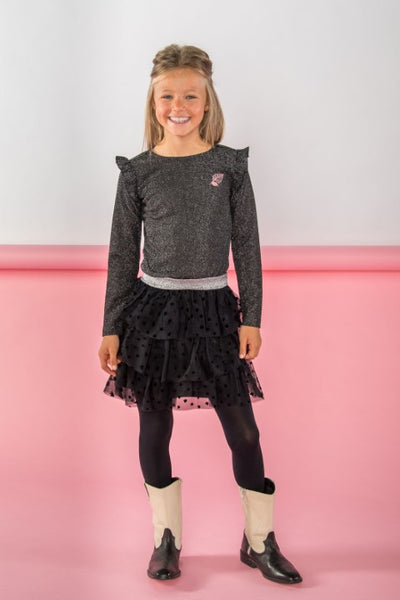 B.Nosy w24 Dali B.Nosy girls dress with skirt Black Y409-5822 099