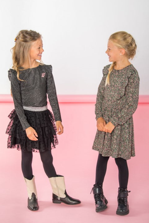 B.Nosy w24 Dali B.Nosy girls dress with skirt Black Y409-5822 099