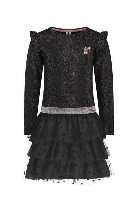 B.Nosy w24 Dali B.Nosy girls dress with skirt Black Y409-5822 099