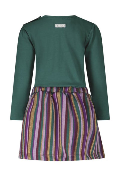 B.Nosy w24 Dakota B.Nosy mini girls dress stripe Storm green Y409-7826 386