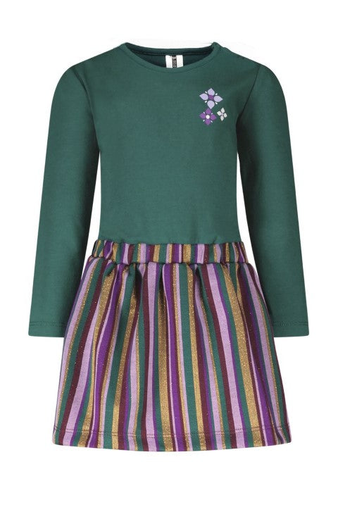 B.Nosy w24 Dakota B.Nosy mini girls dress stripe Storm green Y409-7826 386