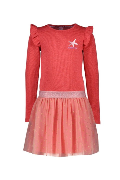 B.Nosy K3 w24 K3 B.Nosy girls dress with mesh skirt Passion pink Y410-5831 296