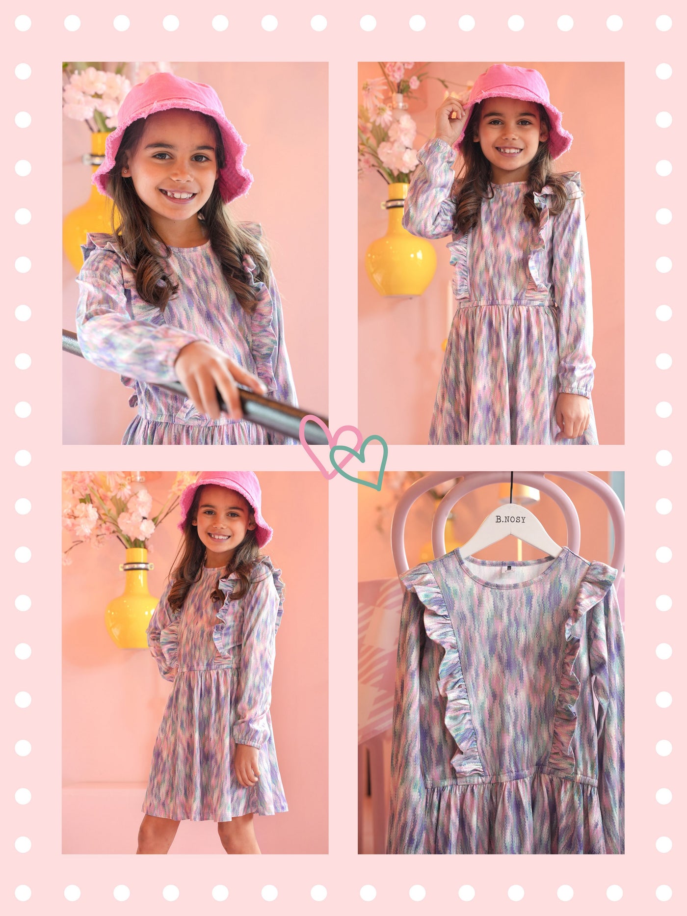 B.Nosy Pre-Spring S25 Dionne B.Nosy girls dress allover print Back AO Y501-5845 988