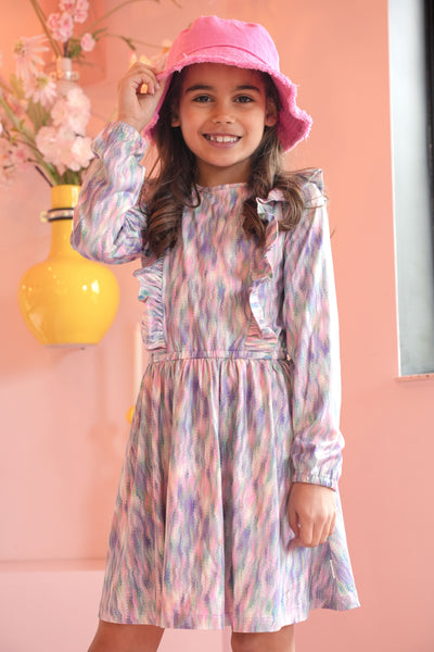 B.Nosy Pre-Spring S25 Dionne B.Nosy girls dress allover print Back AO Y501-5845 988