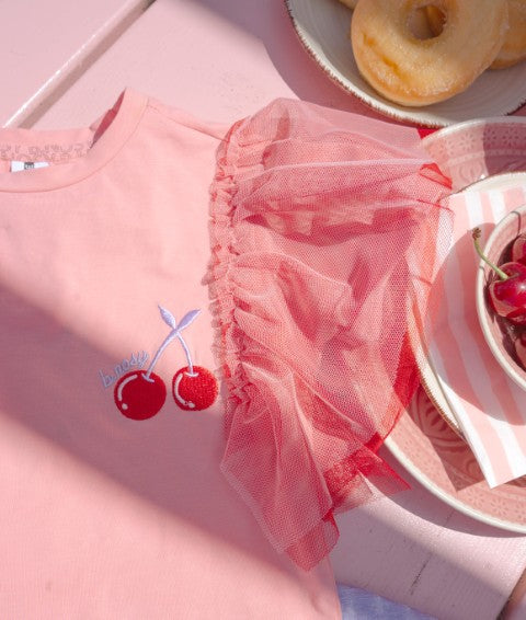 B.Nosy S25 Tora t-shirt with mesh sleeves Geranium pink Y502-5412 287