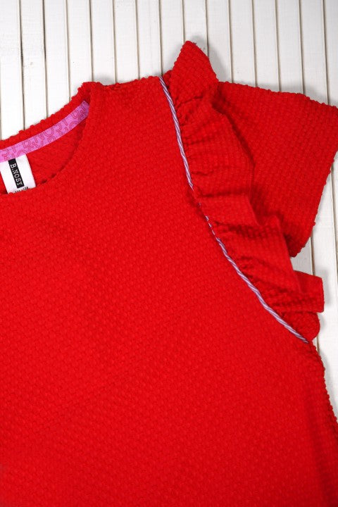 B.Nosy S25 Teddie dotted jersey t-shirt with ruffle detail tomato red Y502-5414 259
