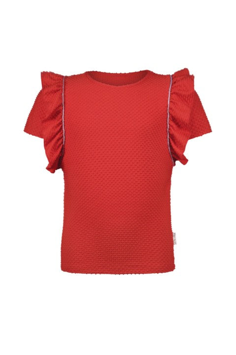 B.Nosy S25 Teddie dotted jersey t-shirt with ruffle detail tomato red Y502-5414 259