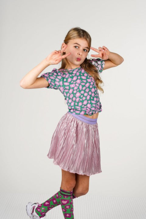 B.Nosy S25 Roza metallic plissé skirt Coral blush Y502-5705 213