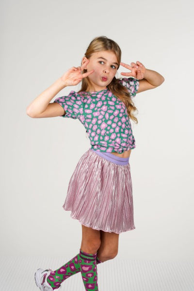 B.Nosy S25 Roza metallic plissé skirt Coral blush Y502-5705 213