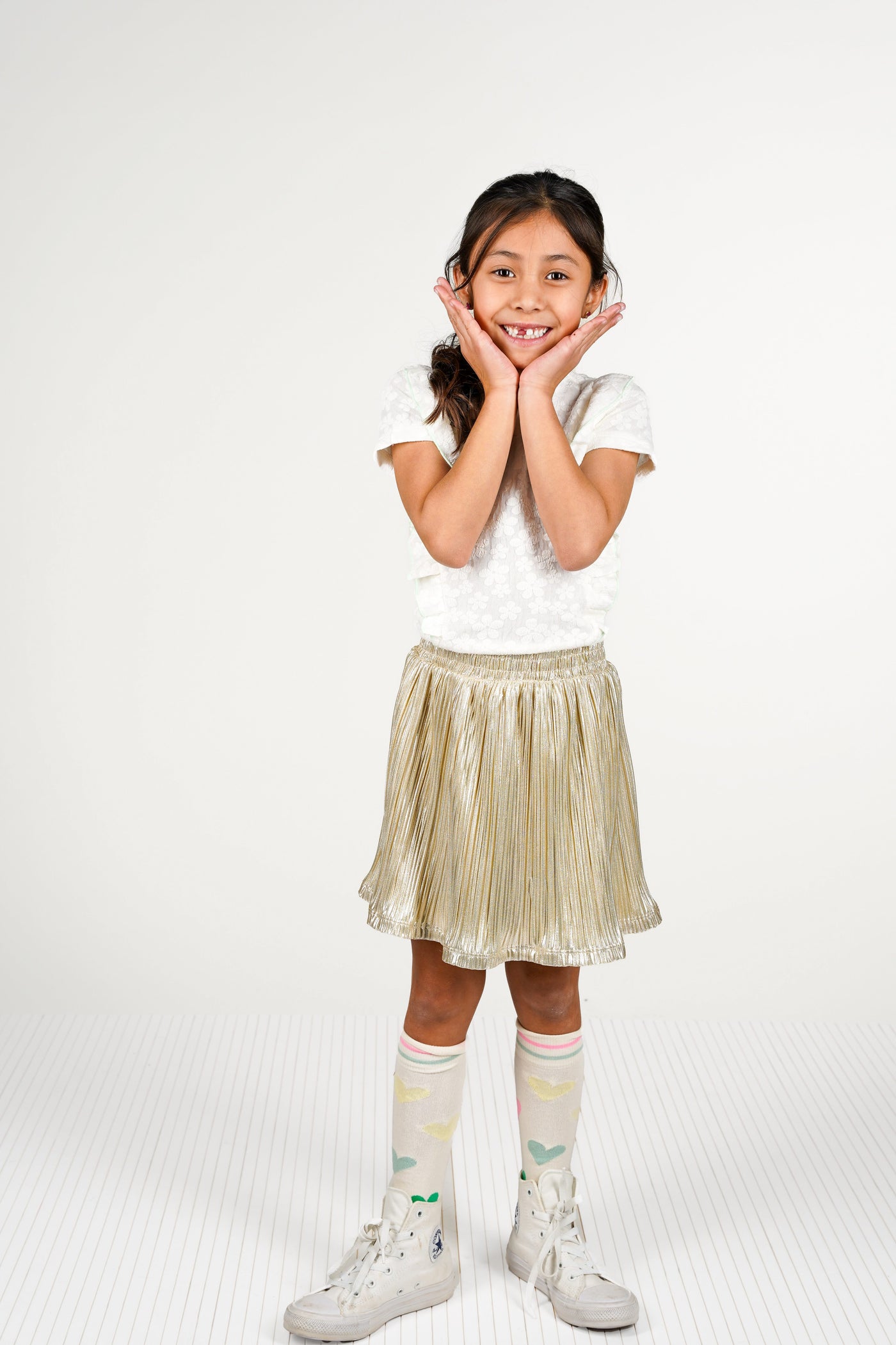 B.Nosy S25 Roza metallic plissé skirt Light gold Y502-5705 535