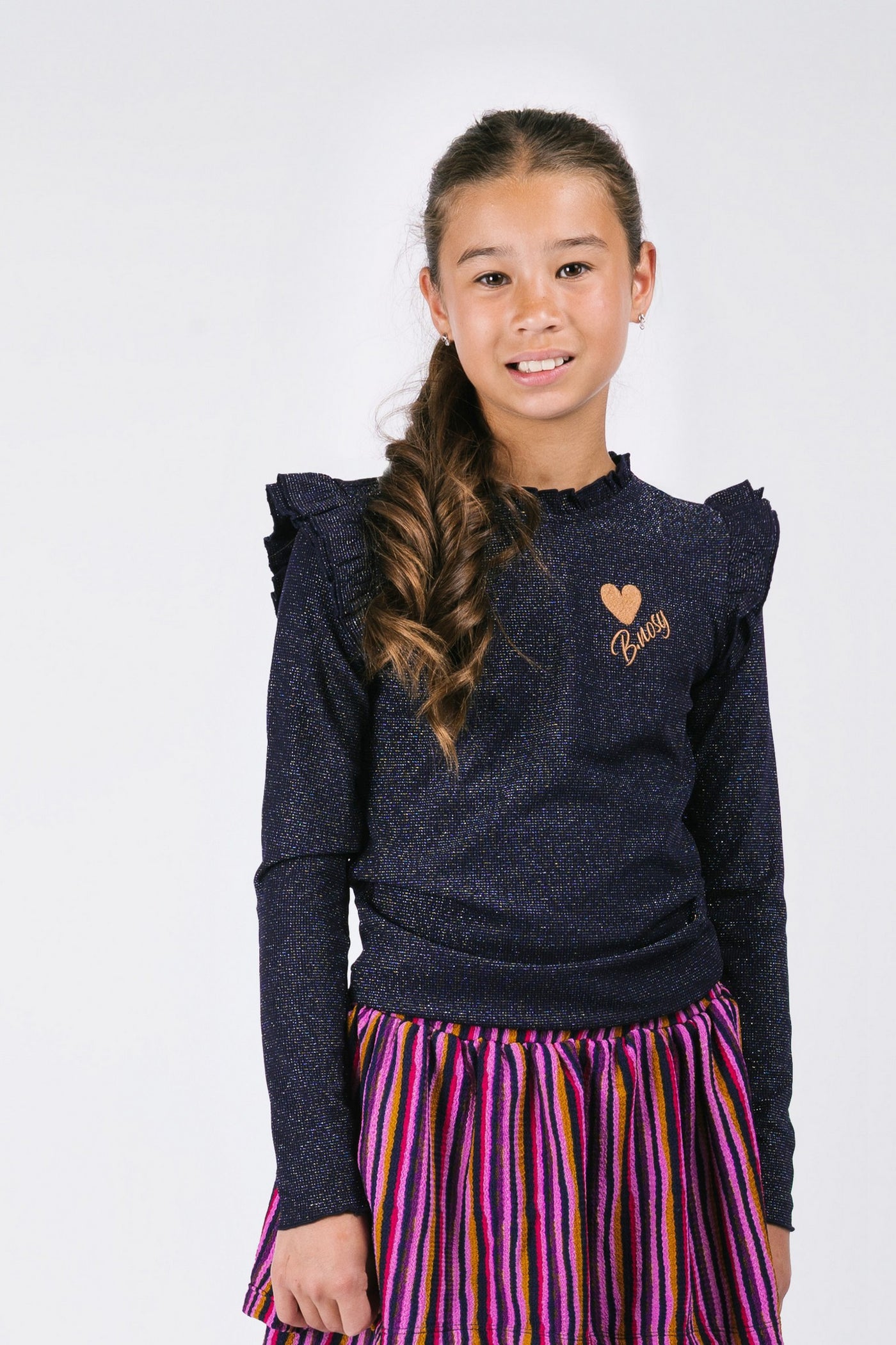 B.Nosy w25 Tonya B.Nosy girls top wit ruffles Navy Y508-5427 190