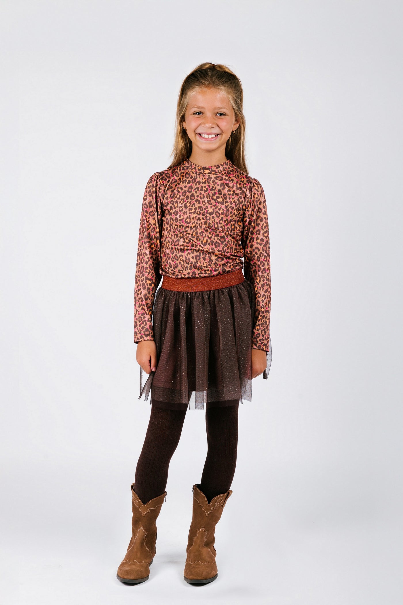 B.Nosy w25 Dina B.Nosy girls dress with mesh skirt leopard texas Y508-5804 961