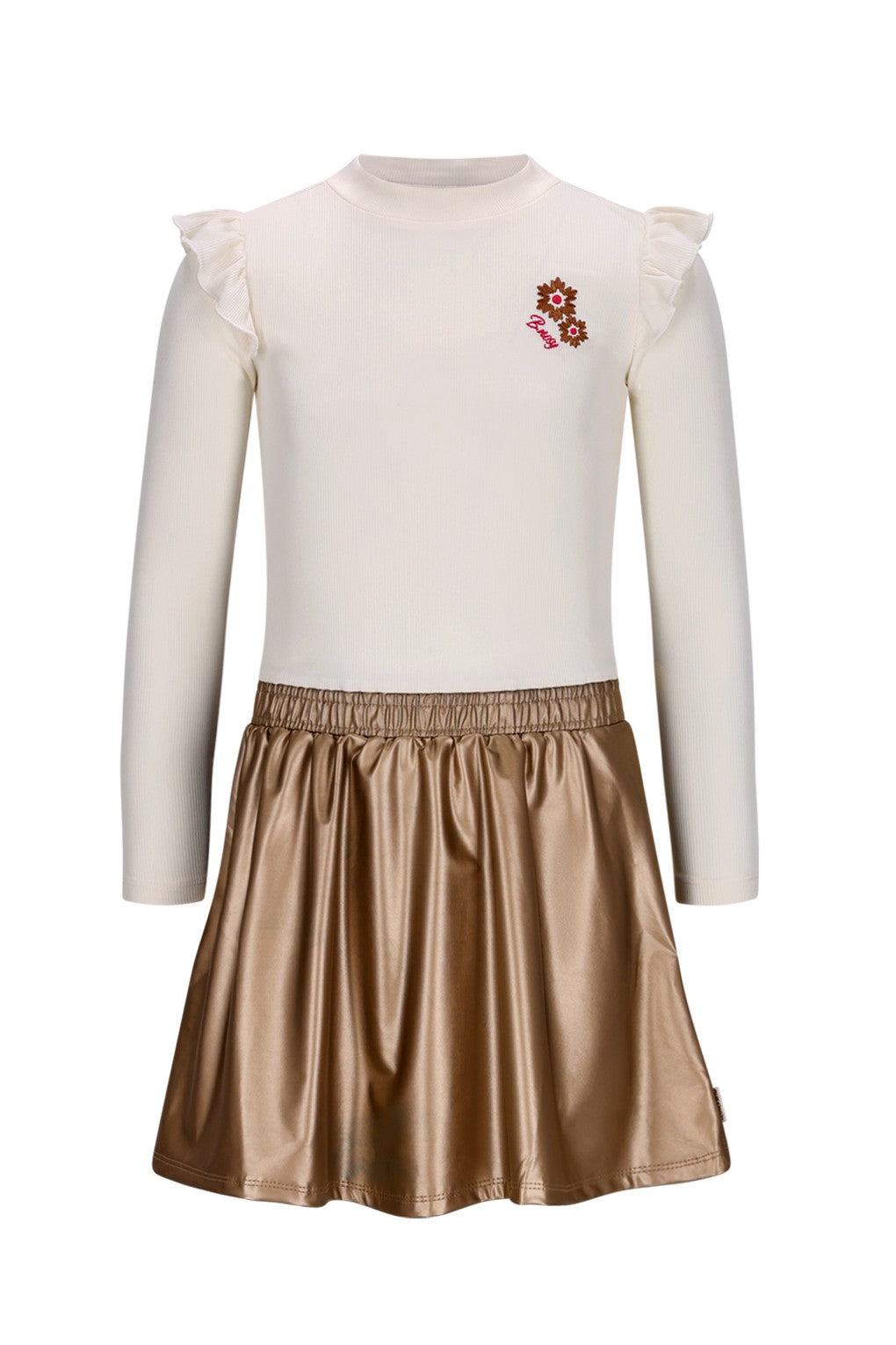 B.Nosy w25 Donia B.Nosy girls dress with metallic skirt Ecru Y508-5835 004