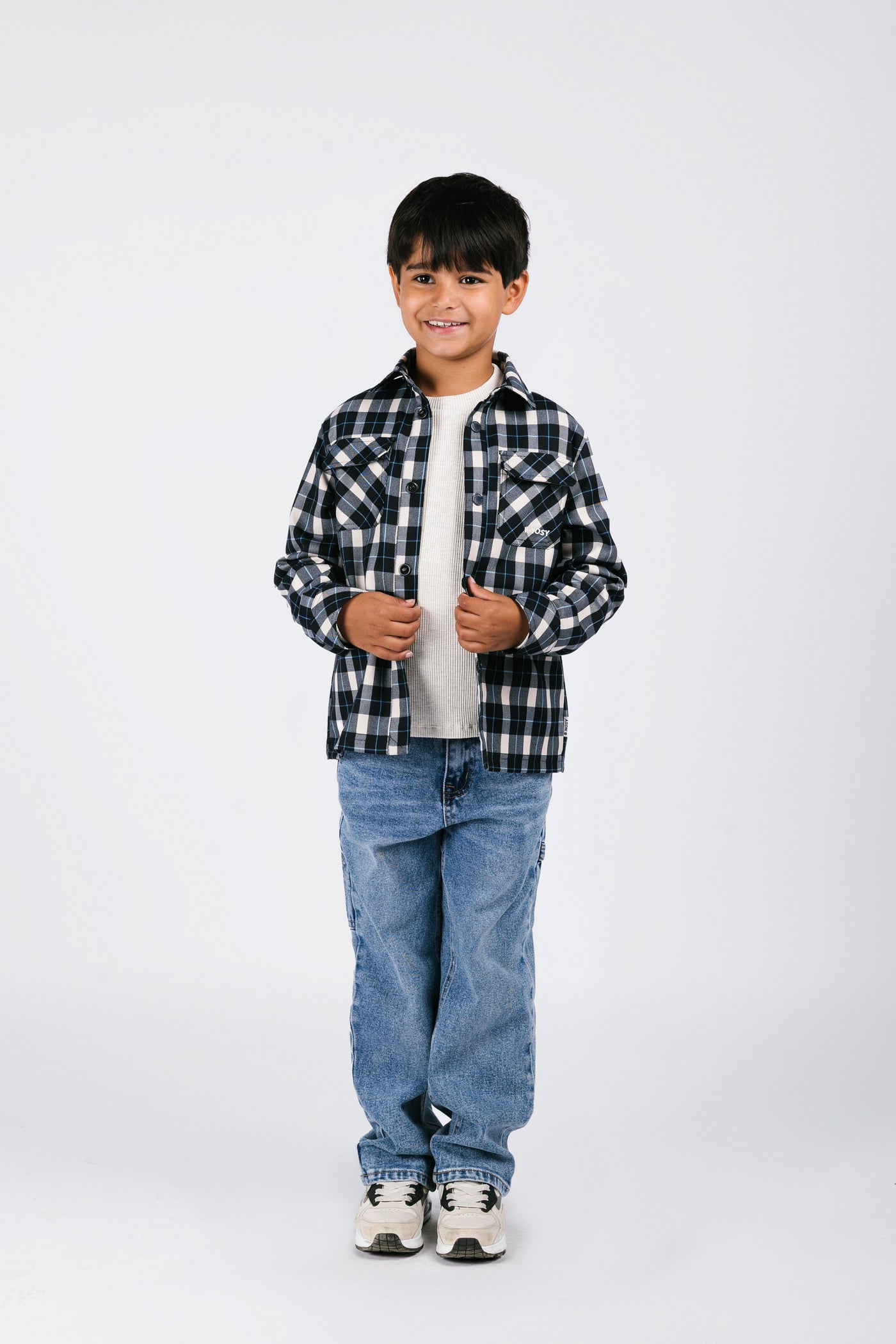 B.Nosy w25 Bas B.Nosy boys checkered shirt Navy Y508-6120 190