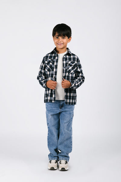 B.Nosy w25 Bas B.Nosy boys checkered shirt Navy Y508-6120 190