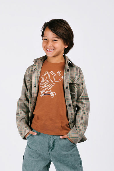B.Nosy w25 Bas B.Nosy boys checkered shirt Jasper Green Y508-6120 314