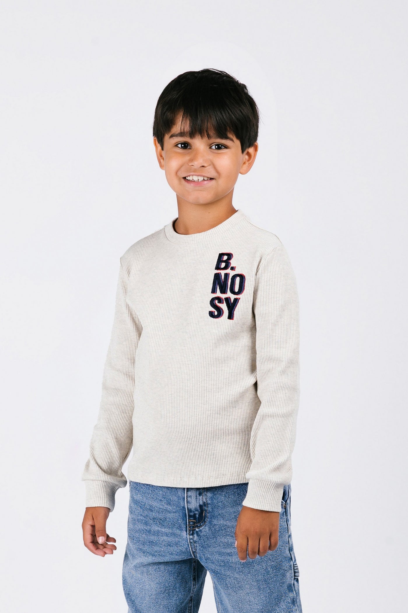 B.Nosy w25 Thomas B.Nosy boys waffle structure long sleeve Ecru Y508-6452 004