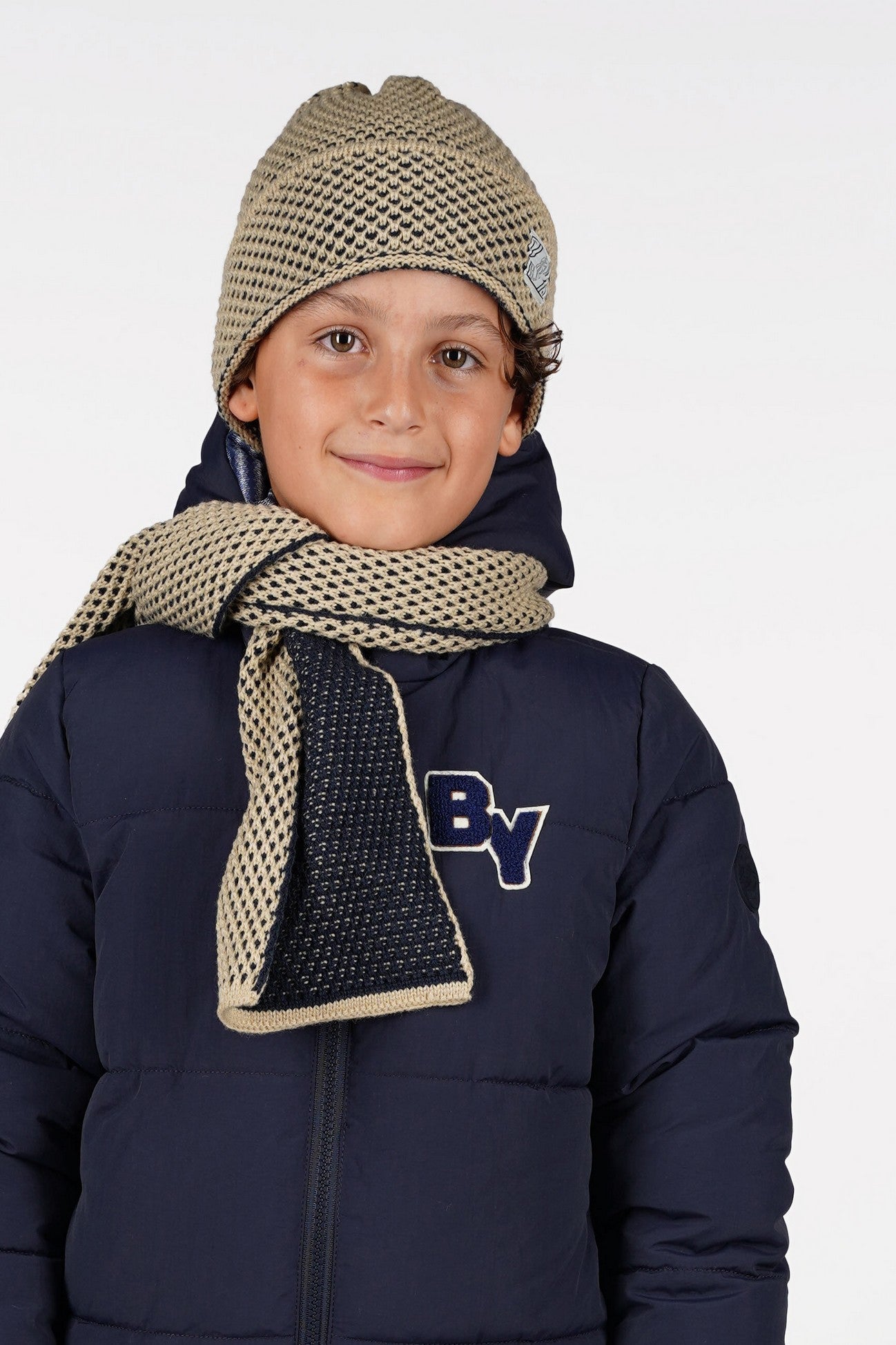 B.Nosy Winterjackets & Acc. w25 Adrian B.Nosy boys hat and scarf Navy Y508-6912 190