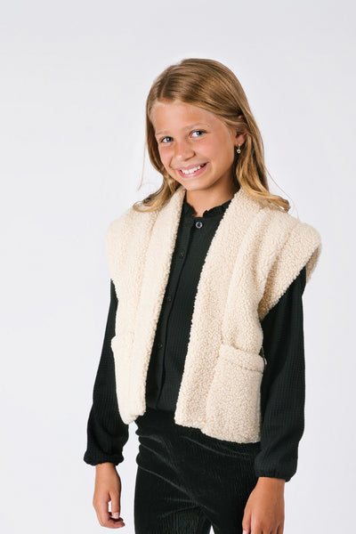 B.Nosy w25 Georgie B.Nosy NOOS girls teddy gilet Ecru YNOOS-5023 004