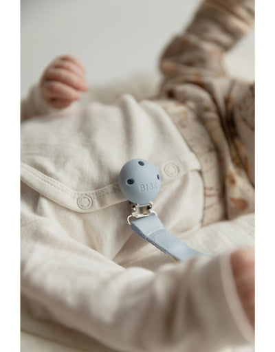 BIBS Pacifier Clip RIBBON Dusty Blue 9409314