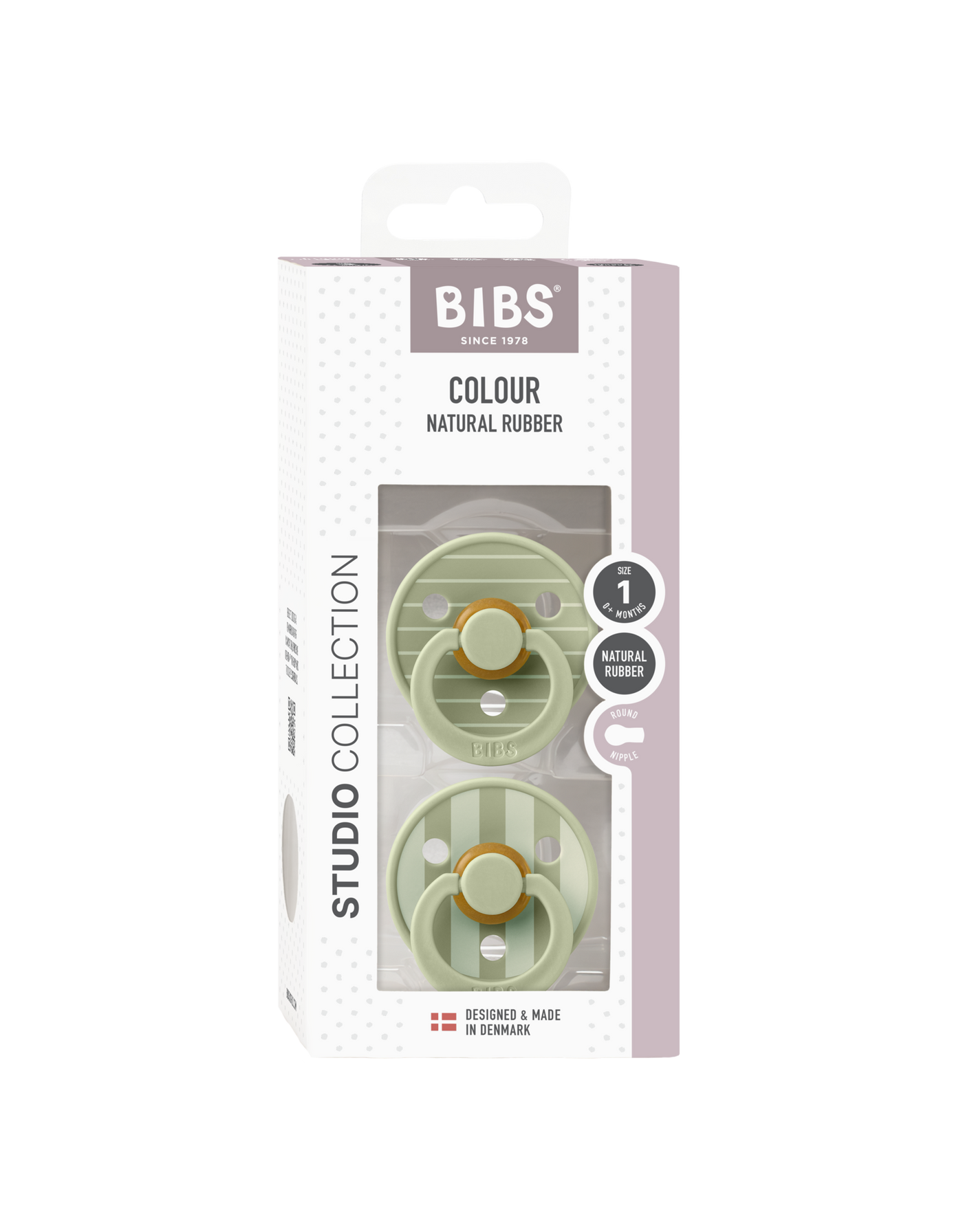 BIBS Colour ROUND 2 pack Studio Pin sage size 1