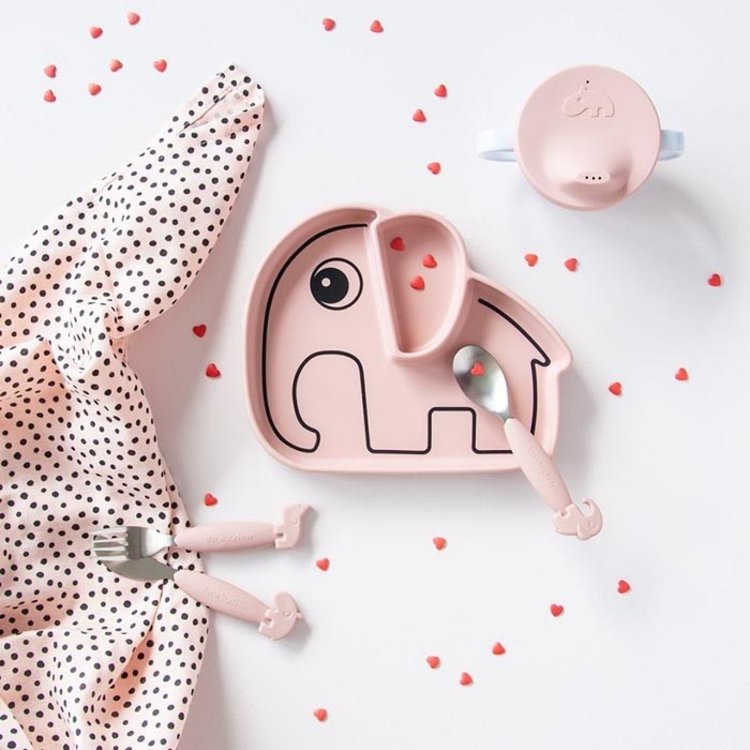Done by Dear Silicone Stick&Stay bord olifant roze 1799231