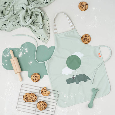 Done by Dear waterproof kids apron Happy Clouds Green 1343543