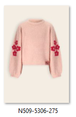 NoNo w25 Kem Melange Knitted Sweater with Flower embro Cerise Pink N509-5306 275