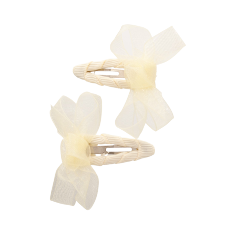 Your Little Miss Baby Haarspeldjes met twist en linten strik - Cream Organza 10HS153008