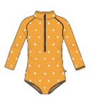 Swim Essentials badpak met lange mouw oranje hartjes UPF50+