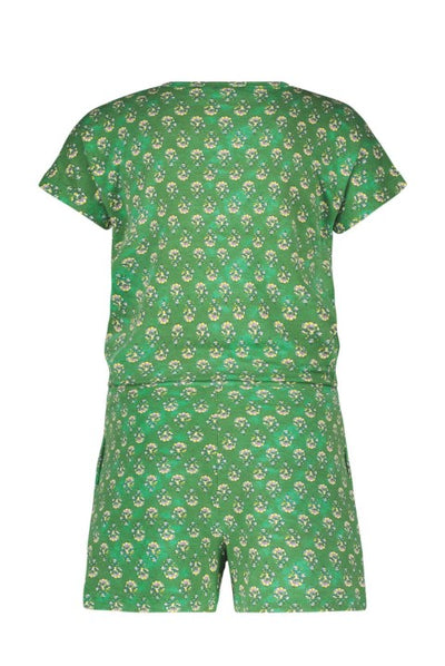 Like Flo S23 Flo girls crepe jersey jumpsuit short Green flower F302-5010 933