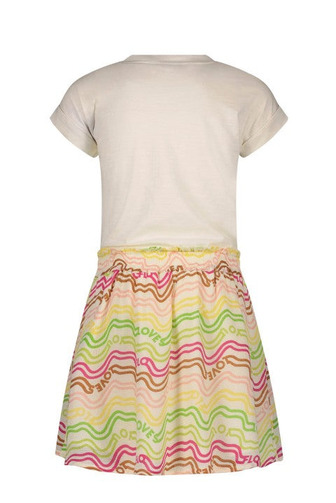 Like Flo S23 Flo girls fancy woven rainbow ss dress with jersey top Rainbow F302-5831 975