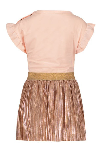 Like Flo S23 Flo baby girls metallic plisse dress with slub jersey top Rose gold F302-7806 825