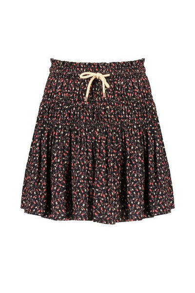 Nono Neille skirt short Tulips AOP with smocked waist Antracite N208-5704 017