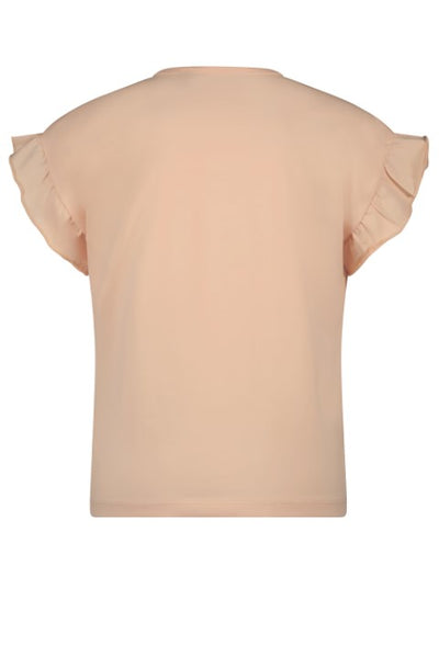 NoNo ss23 Kanou tshirt short ruffled sleeve with Follow print Rosy Sand N302-5402 241