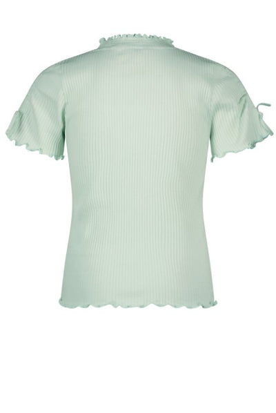 NoNo ss23 Kaby rib jersey tshirt half sleeve with string detail at sleeve Cream Mint N302-5410 332
