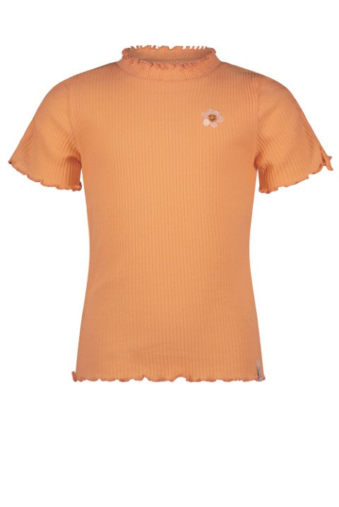 NoNo ss23 Kaby rib jersey tshirt half sleeve with string detail at sleeve Melon N302-5410 535