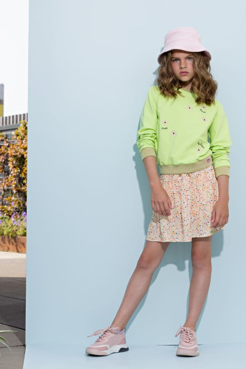 NoNo ss23 Nellie skirt short with elastic details + short lining Sour Lime N302-5705 333