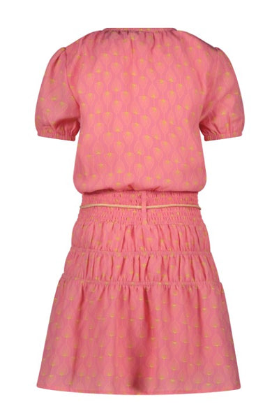 NoNo ss23 Manyu dress S/SL with smock at waist Peach Blossom N302-5806 254