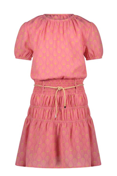 NoNo ss23 Manyu dress S/SL with smock at waist Peach Blossom N302-5806 254