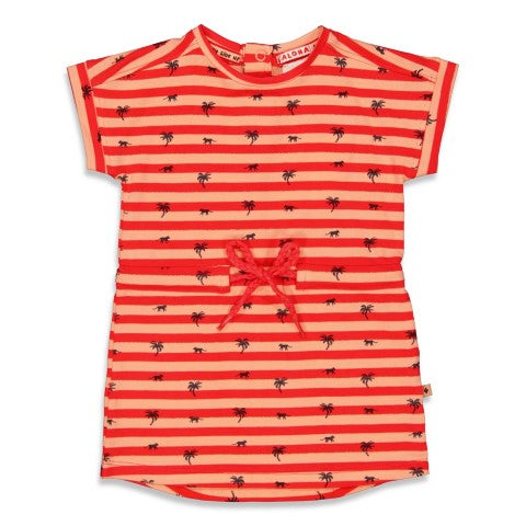 Feetje Jurk streep - Papaya Punch Rood 51400425
